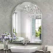 Arched Mirror, Arched Wall Mirror, 24 X 32 Inch Silver Arch Mirror, Metal Frame