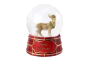 Musical Reindeer Stag Snow Globe Water Ball Plays Deck the Halls Merry Christmas
