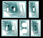 PEACOCK FEATHER BLUE GREEN HOME DECOR ~ LIGHT SWITCH COVER PLATE