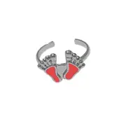 BodyJewelryOnline Toe ring Adjustable silver plated two feet design Band Rings