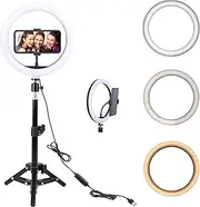 ZoMei 10" Selfie LED Ring Light with Tripod Stand &Cell Phone Holder for Live Stream/Makeup/YouTube Video,Dimmable Beauty Mini Camera Photography Ringlight for iPhone Xs Max XR Android