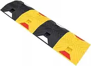 Speed ​​Bump, Yellow and Black Rubber Speed ​​Ramp with Asphalt Mounting Hardware Rebar Spikes for Roads, Parking Lots