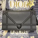 CHRISTIAN DIOR 迪奧 DIORAMA 霧面小牛皮盾牌鏈條 斜背包 肩背包  25CM 專櫃購證