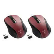 2 Pack Portable Wireless Mouse D-09 for PC Laptop Computer USB Cordless Mice Red
