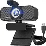 SZGIARUY HD 1080P Webcam with Privacy Cover, USB Computer Camera with Microphone, Tripod Stand, Black