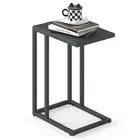 C-Shaped Side Table Modern Industrial Metal End Table with Adjustable Foot Pads