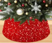Red Tree Collar 23.6 Inches Sequin Christmas Tree Collars