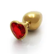 Ouch Red Heart Gem Metal Gold Plug Large
