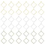 60Pcs Square Alloy Open Back Bezel Pendants Resin Frame 3 Color