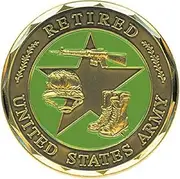 [Eagle Crest] United States Military US Army Retired USA Flag & Army Flag Green Star Logo Duty Honor Country - Good Luck Double Sided Collectible Challenge Coin