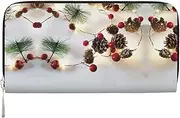 [YANYU] Christmas Garland with Lights Print Leather Hand Wallet Clutch for Women Casual and Travel Use All Occasions Wallet, Black, One Size, Art