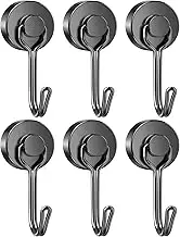 Grtard 6 Pack Magnetic Hooks Heavy Duty, 35LBS Swivel Swing Neodymium Magnet Hooks, Strong Magnet with Hooks for Hanging, Refrigerator, Grill, Kitchen, Key Holder