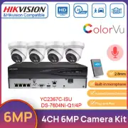 Hikvision Security CCTV System Kit 4K 4CH NVR 6MP Full Color POE Camera MIC F1.0