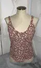 SIENNA SKY Mauve floral print Cami Tank Top V-Neck Tie Front Blouse M NWT