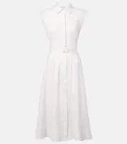 [Veronica Beard] Veronica Beard Loreta belted linen midi dress AU 16 white