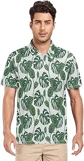 [ZZXXB] Tropical Palm Leaf Print Men's Polo Shirts Short Sleeve Quick Dry Athletic Outdoor Sports Golf Shirts S-XXL