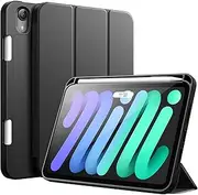 JETech Case for iPad Mini (A17 Pro, 2024 Model, 7th Generation) / Mini 6 (2021 Model, 6th Generation), Slim Tablet Cover with Soft TPU Back, Auto Wake/Sleep (Black)