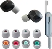 Tzylomirx 4 Pair Replacement Ear Tips for Sony WF-1000XM5, WF-1000XM4 Earphone with 5 in 1 Cleaner Kit, Includes Silicone Earbuds Buds Set and Cleaner Kit (Gray)