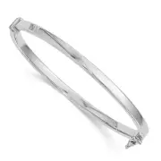 4mm 14k White Gold Polished Flat Hinged Bangle Bracelet