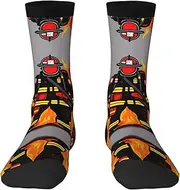 [EdWal] Soft Firefighter Fireman print Moisture Wicking Socks Sports Socks for Men and Women Warm thermal Boot Hiking Socks