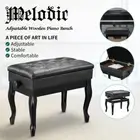 Melodic Piano Stool Adjustable Wood Chair Keyboard Bench with Storage Bent Leg