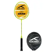 HUNDRED Powertek 200 PRO Strung Badminton Racquet with Head Cover (Neon Green, Size: Standard, Grip: G5) - Material: Aluminium - Intermediate Level - Weight: 95gm - Maximum String Tension- 18-20lbs