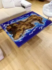 Deep Blue Epoxy Resin Table Top, Outdoor Indoor Table, Ocean Resin River Table
