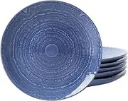 MONITO Ceramic Dinner Plates Set of 6,10.5 Inch Reactive Glaze Porcelain Plates, Dinnerware Dishes Set for Kitchen,Microwave,Dishwasher,Oven Safe, Psychedelic Blue