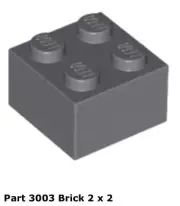 Lego 1x 3003 Dark Bluish Gray Brick 2 x 2 5974