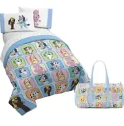 BLUEY 5 Piece Twin Size Bed Set Jay Franco Comforter Sheet Set Plus Duffle Bag