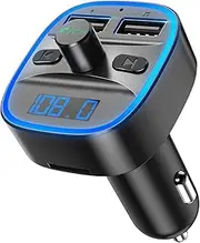 Bluetooth FM Transmitter for Car, Wireless in-Car Radio Transmitter Adapter Car Kit, Music Player Supports TF Card, USB Disk, Hands-Free Calling Dual USB Ports