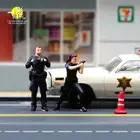 1/64 Police Man Woman & Traffic Cone Miniatures Figure Scene Props For Car Toys