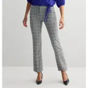 Nine West Mid Rise Barely Bootcut plaid pants gray stretch corpcore 8
