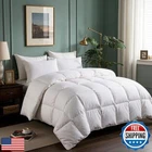Serta Goose Feathers Down Fiber Comforter Queen Size Duvet Insert,100% Cotton