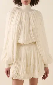 [ALAÏA] Fringed Yarn Knit Merino Wool Top