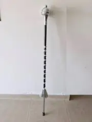 SI - DRUM MAJOR'S MACE/STAVE BLACK SHAFT with SILVER SILK CORD