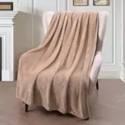 Extra Large Fleece Throw Blanket for Couch, Sofa, Throw XL (50"x70") Camel