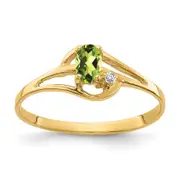 Solid 14k Yellow Gold Simulated Peridot CZ Ring