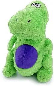 goDog Dinos T-Rex Squeaky Plush Dog Toy, Chew Guard Technology - Green, Large