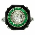 Luxurious Halo Anniversary Ring In 935 Silver Round White & Princess Green Stone