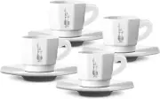 Bialetti Cups, Porcelain, White and Silver