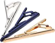 [WOFASHPURET] 3pcs Business Tie Clips Set Formal Suit Clip Tie Tacks for Yellow Silver
