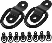 Amosfun 10pcs Clamping Door Buckle Trailer Tie Down Anchor D Rings with Anchor Points Truck Tie Down Anchors Heavy Duty Tie Down Hooks Garage Surface Mount Hooks Tie Down Points Iron Black
