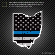Distressed Thin Blue Line Ohio State Shaped Subdued US Flag Sticker police OH