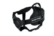 Dean & Tyler Black Reflective Padded Police Duty Dog Harness Do Not Feed, Small