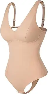 [AYTDNEHGK] Women Sexy V Neck Corset Built-in Bra Shaperwear Slimming Full Body Shaper Tummy Control Thong Bodysuit Waist Trainer Underwear
