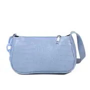 2 Pcs Crocodile Pattern Baguette Handbag For Women Candy Color Chain Ladies Small Shoulder Bags Fashion Design Pu Leather Armpit Bag