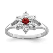 Sterling Silver Rhodium-plated Garnet u0026 CZ Ring