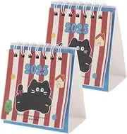 Modern Minimalist Yearly Calendar Mini Desk Calendar Cat Pattern for Office Home Decor
