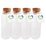 4pcs of 150 ml Empty Clear Glass Bottles Vials With Cork Stopper Storage Jars